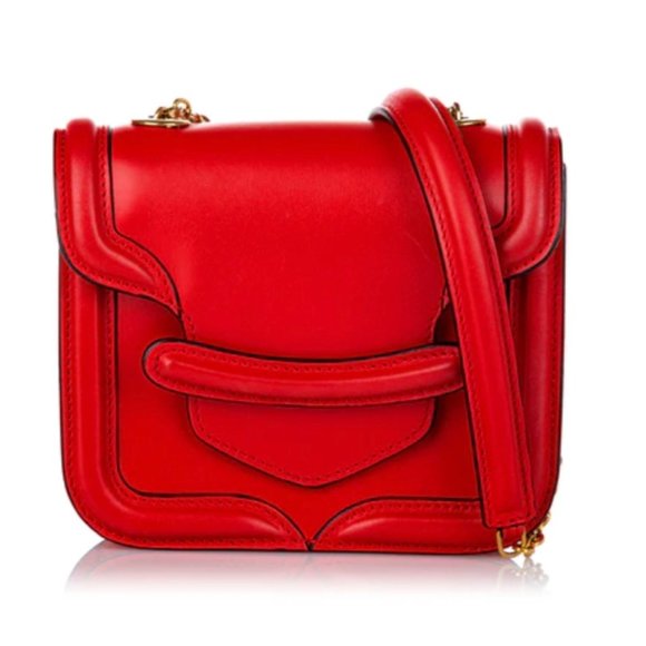 NWT Alexander McQueen Mini Heroine Chain Red Leather Crossbody Bag - Picture 1 of 11